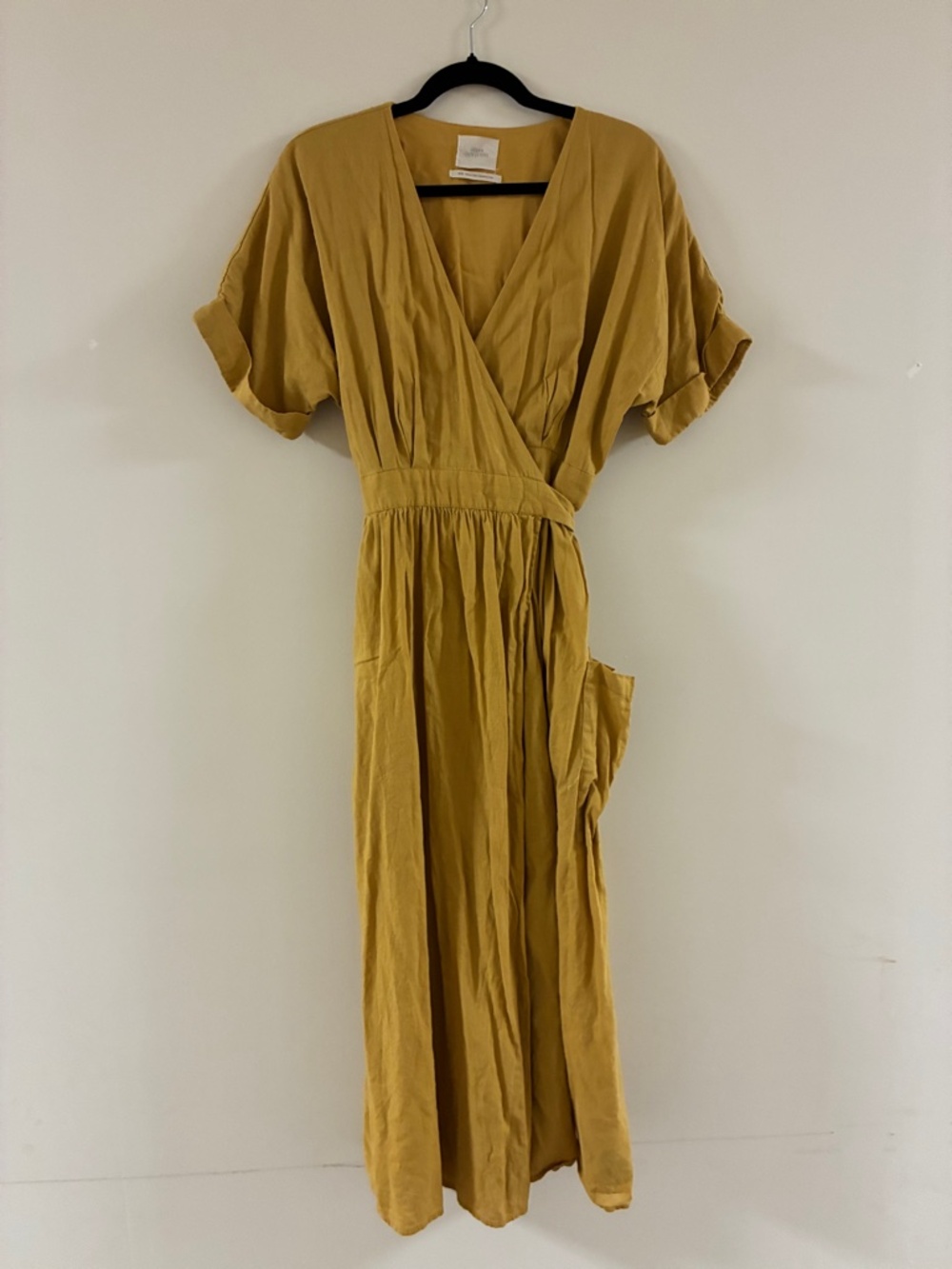 Urban Outfitters Gabrielle Mustard Midi Wrap Dress Sz. M